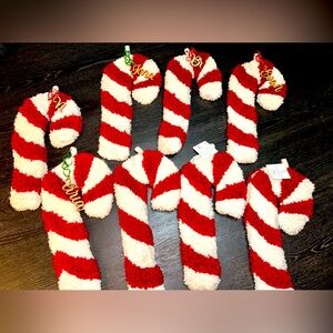 Pottery Barn Cozy Teddy Candy Cane Christmas Stockings Bundle of 8